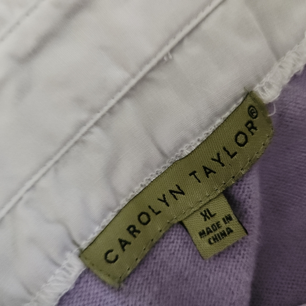 Vintage Carolyn Taylor Lavender Sweater w Attached Ruffle White Blouse Size XL - Picture 5 of 6